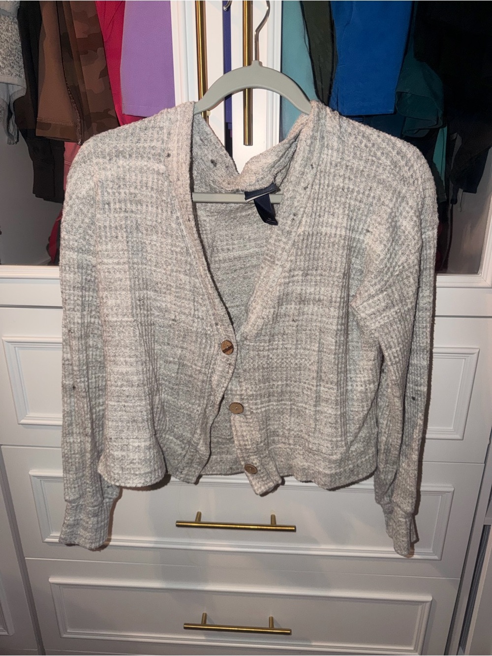 Cozy Neutral Button-Front Women's Sweater Cardigan - Light Gray